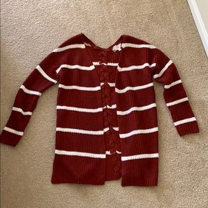 Burnt Orange Cardigan with braided detail on back